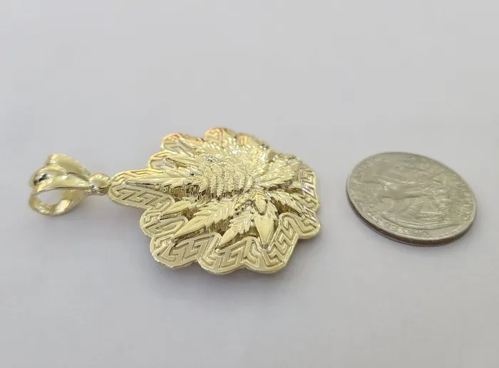 PreStyled Sets Globatwatches10 10K Real Yellow Gold Marijuana Leaf Charm Pendant High Weed Gold 10kt