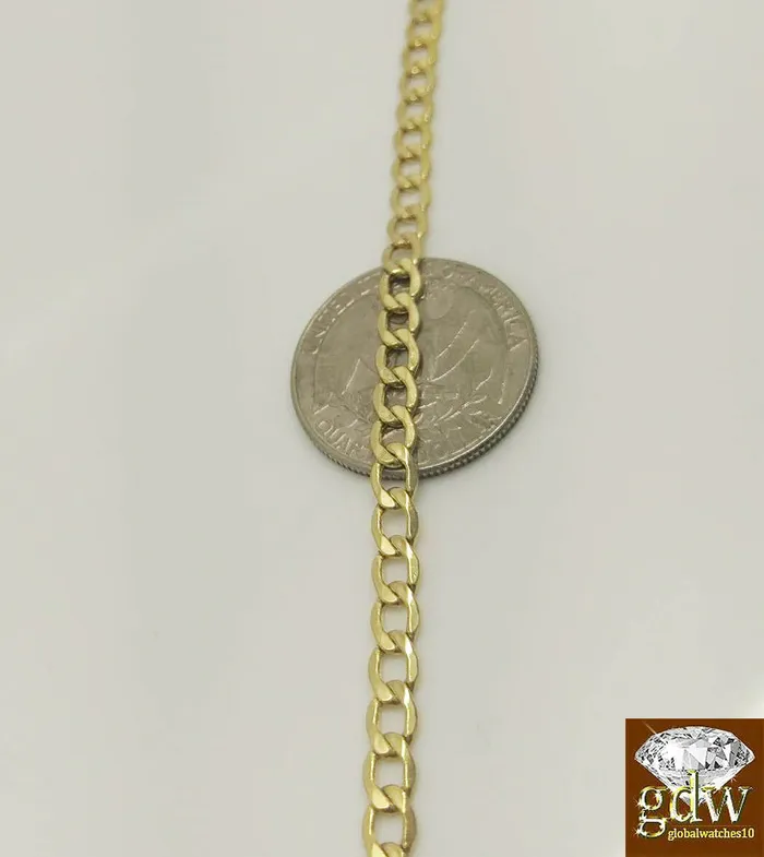 REAL 10k Yellow Gold Cuban link chain 4mm Necklace 16 18 20 22 24 26 Gold and Diamond Necklaces