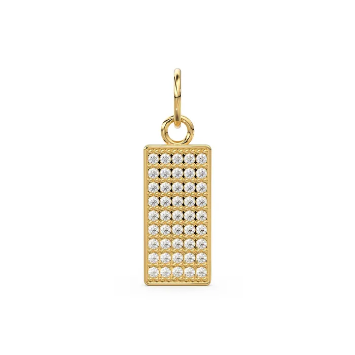 Rectangular Diamond 14k Solid Gold Charm Pendant Diamond Pendant Diamond Charm Solid Gold Finding 19x7mm Jalvi Co Charm Necklaces
