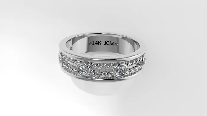 Rings Jcm 21 jewelry 14K Ring with 8 MOISSANITE Stt Bezel Rope For Men