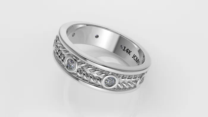 Rings Jcm 21 jewelry 14K Ring with 8 MOISSANITE Stt Bezel Rope For Men