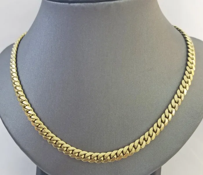Solid Real 10k Gold Chain Miami Cuban Link 6mm Box Lock 22 Yellow Gold Necklace Gold and Diamond Necklaces Solid Real 10k Gold Chain Miami Cuban Link 6mm Box Lock 22 Yellow Gold Necklace Gold and Diamond Necklaces