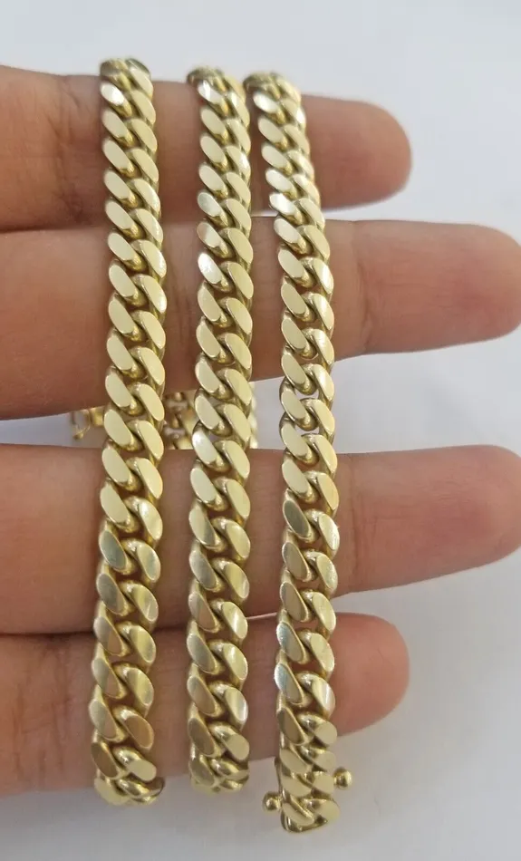 Solid Real 10k Gold Chain Miami Cuban Link 6mm Box Lock 22 Yellow Gold Necklace Gold and Diamond Necklaces