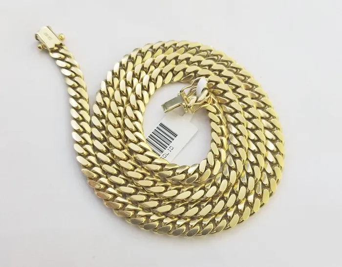 Solid Real 10k Gold Chain Miami Cuban Link 6mm Box Lock 22 Yellow Gold Necklace Gold and Diamond Necklaces