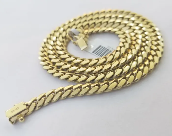 Solid Real 10k Gold Chain Miami Cuban Link 6mm Box Lock 22 Yellow Gold Necklace Gold and Diamond Necklaces