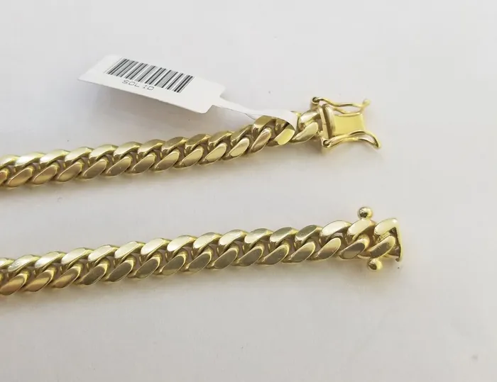 Solid Real 10k Gold Chain Miami Cuban Link 6mm Box Lock 22 Yellow Gold Necklace Gold and Diamond Necklaces