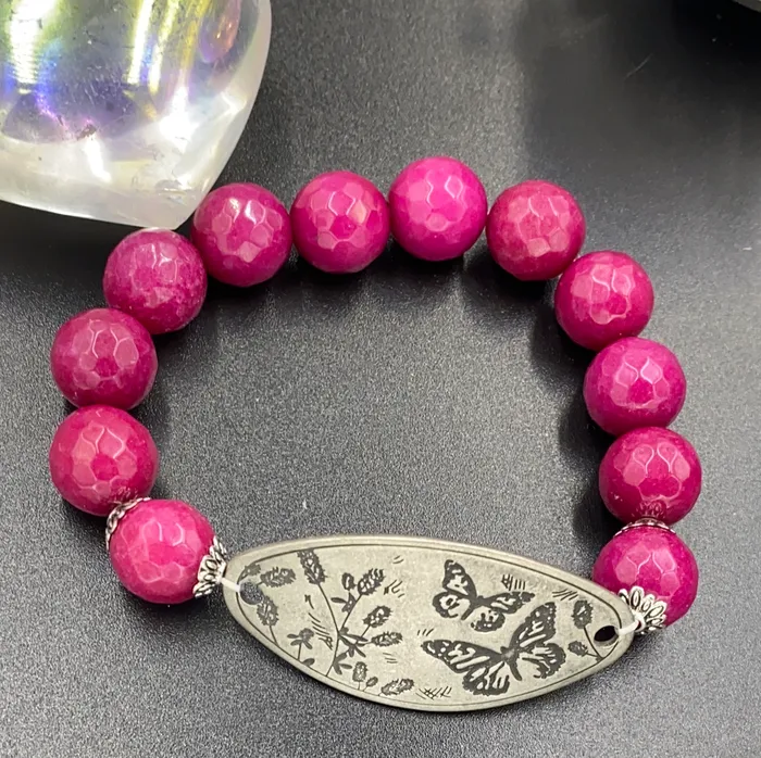 Sophiareneboutique Bracelets Cranberry Jade Butterfly Bracelet