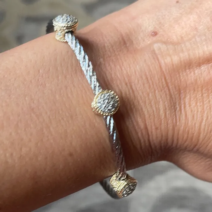 Sophiareneboutique Bracelets Two Tone CZ Magnetic Bangle Bracelet