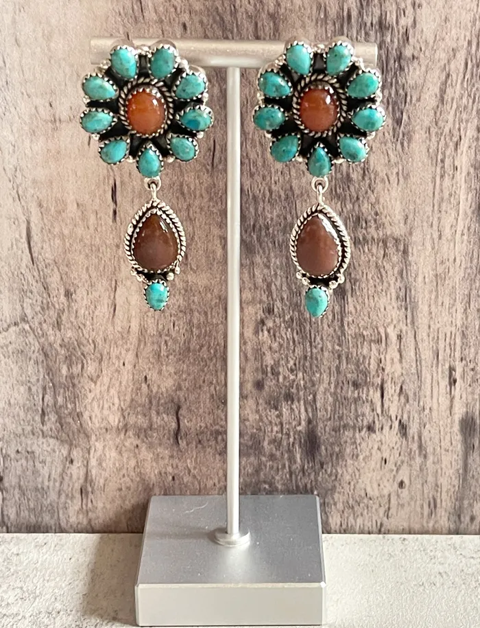 Sterling Silver Cluster Drop Gemstone Earrings SophiaRene Boutique Earrings Sterling Silver Cluster Drop Gemstone Earrings SophiaRene Boutique Earrings