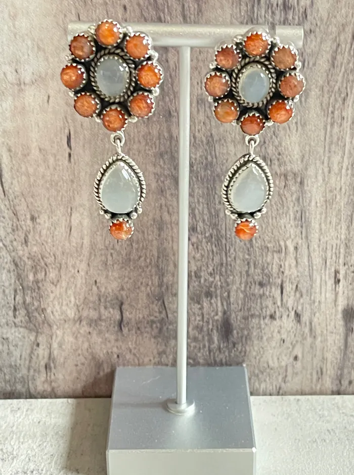 Sterling Silver Cluster Drop Gemstone Earrings SophiaRene Boutique Earrings Sterling Silver Cluster Drop Gemstone Earrings SophiaRene Boutique Earrings