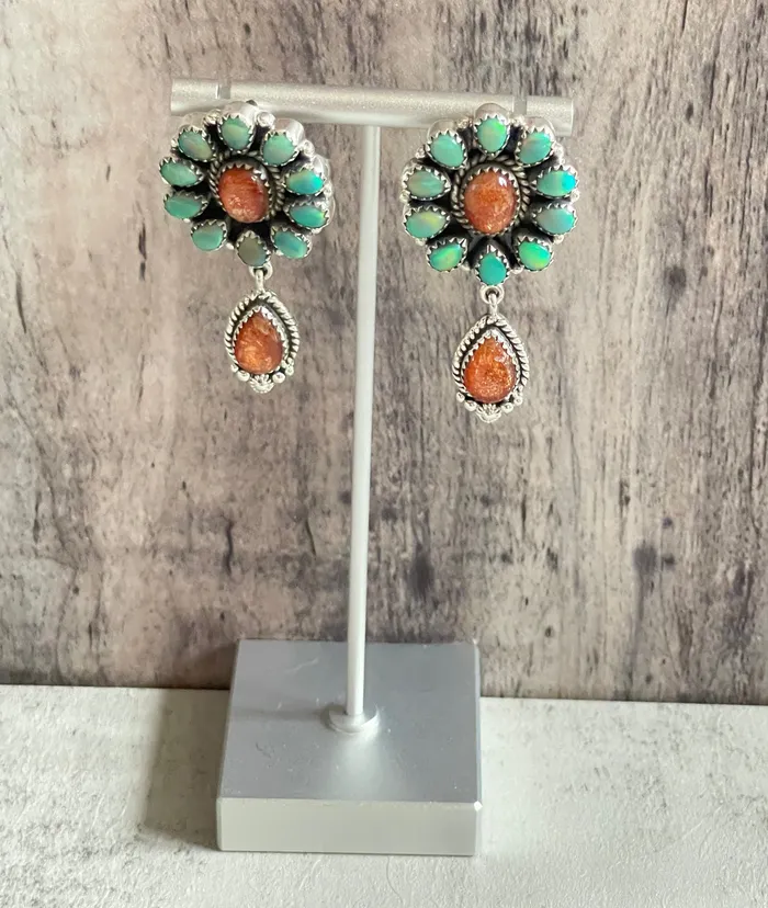 Sterling Silver Cluster Drop Gemstone Earrings SophiaRene Boutique Earrings Sterling Silver Cluster Drop Gemstone Earrings SophiaRene Boutique Earrings