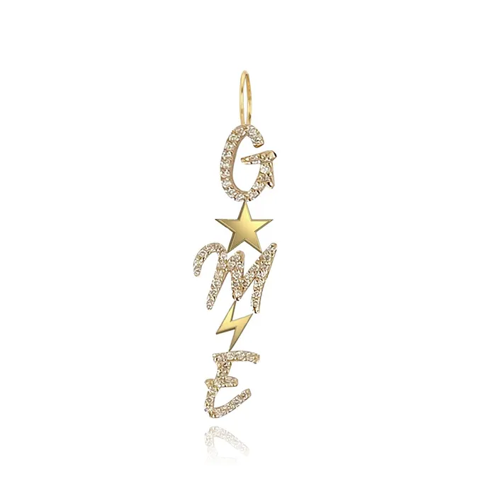 Charm Necklaces Alev Collection Gold Charms and Pave Initials Charm