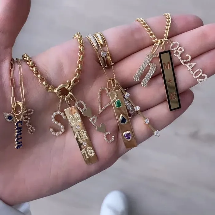 Charm Necklaces Alev Collection Gold Charms and Pave Initials Charm