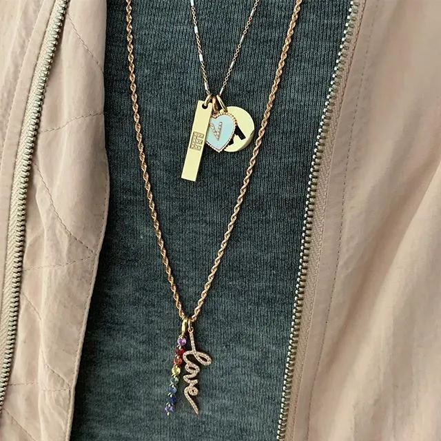Charm Necklaces Alev Collection Round Rainbow Bar Charm