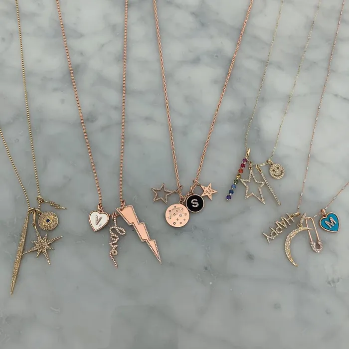 Charm Necklaces Alev Collection Round Rainbow Bar Charm