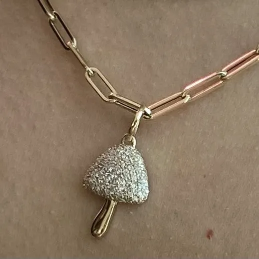 Charm Necklaces Alev Collection Small Pave Mushroom Charm