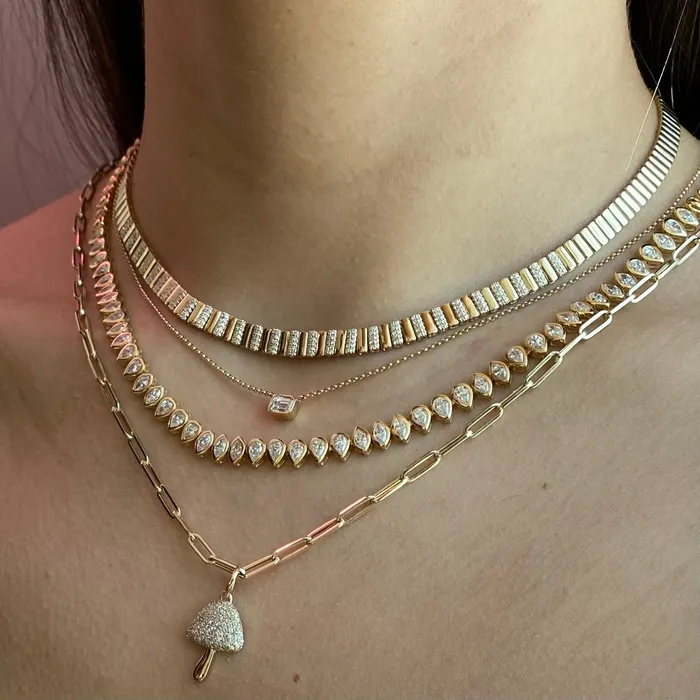 Charm Necklaces Alev Collection Small Pave Mushroom Charm