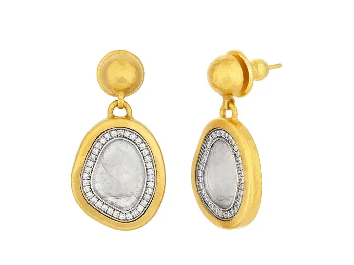 Earrings GG GOLD OOAK GURHAN Elements Gold Diamond Slice Single Drop Earrings Amorphous Shape on Post Top Earrings GG GOLD OOAK GURHAN Elements Gold Diamond Slice Single Drop Earrings Amorphous Shape on Post Top