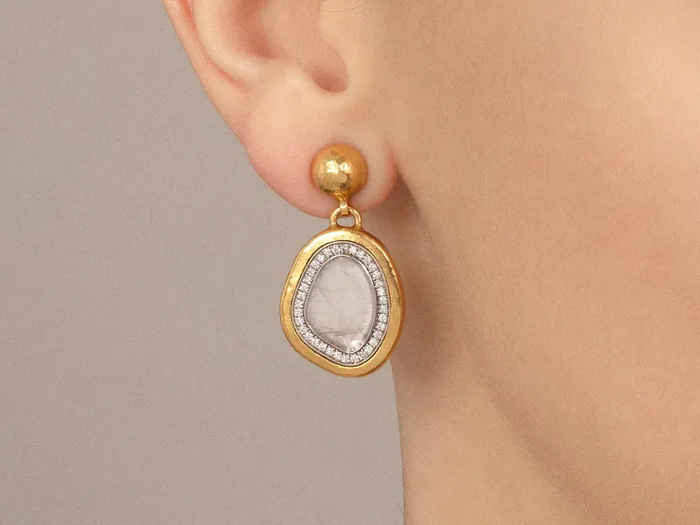 Earrings GG GOLD OOAK GURHAN Elements Gold Diamond Slice Single Drop Earrings Amorphous Shape on Post Top Earrings GG GOLD OOAK GURHAN Elements Gold Diamond Slice Single Drop Earrings Amorphous Shape on Post Top