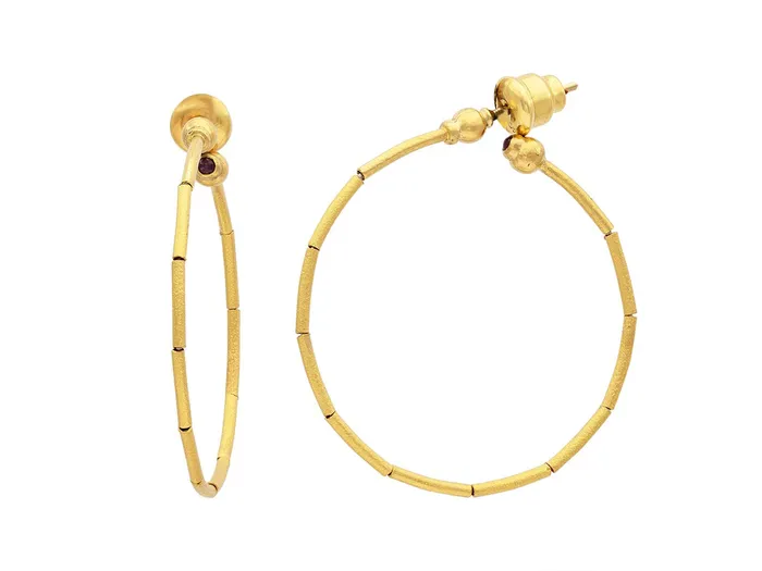 Earrings GG GOLD TRAD GURHAN Rain Gold Hoop Earrings Gold Tube Beads
