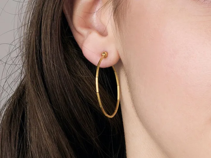 Earrings GG GOLD TRAD GURHAN Rain Gold Hoop Earrings Gold Tube Beads