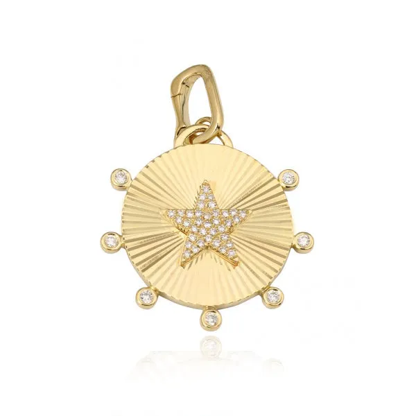 Fluted Spike Star Pave Charm Alev Collection Charm Necklaces