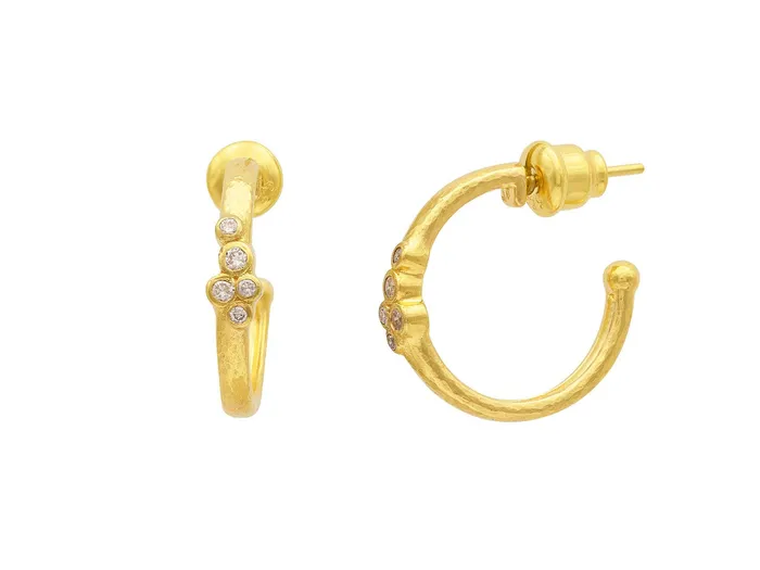 GG GOLD CLS Earrings GURHAN Pointelle Gold Diamond Hoop Earrings 20mm Round GG GOLD CLS Earrings GURHAN Pointelle Gold Diamond Hoop Earrings 20mm Round