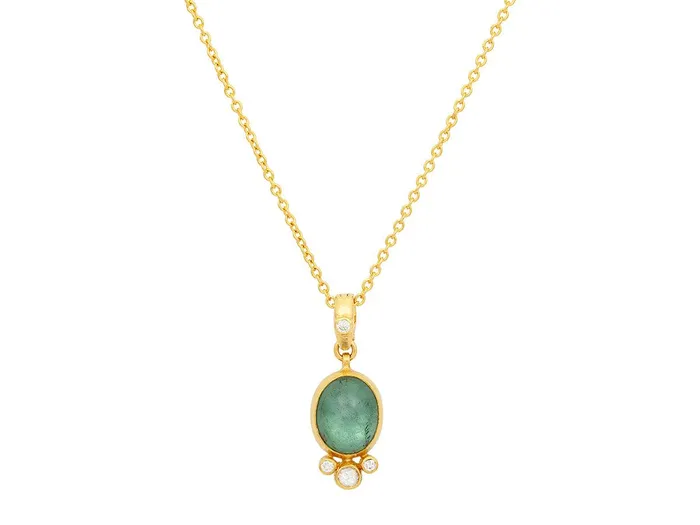 GG GOLD OOAK Necklaces GURHAN Rune Gold Tourmaline Pendant Necklace 12x10mm Oval GG GOLD OOAK Necklaces GURHAN Rune Gold Tourmaline Pendant Necklace 12x10mm Oval