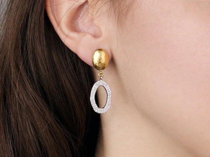 GG GOLD TRAD Earrings GURHAN Amorphous Gold Diamond Single Drop Earrings Pave Oval GG GOLD TRAD Earrings GURHAN Amorphous Gold Diamond Single Drop Earrings Pave Oval