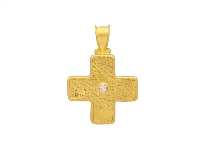 GG GOLD TRAD Necklaces GURHAN Cross Gold Pendant 26mm Diamond