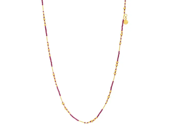 GG GOLD TRAD Necklaces GURHAN Rain Gold Ruby Beaded Short Necklace Lentil and Gold Tube Beads GG GOLD TRAD Necklaces GURHAN Rain Gold Ruby Beaded Short Necklace Lentil and Gold Tube Beads