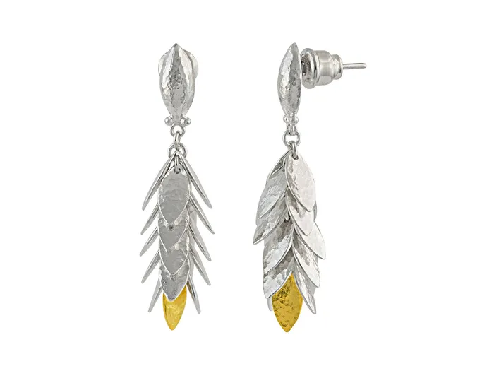 GG SILVER CLS GURHAN Willow Sterling Silver Tassel Drop Earrings Large Cluster with Post Top Gold Accents Earrings GG SILVER CLS GURHAN Willow Sterling Silver Tassel Drop Earrings Large Cluster with Post Top Gold Accents Earrings