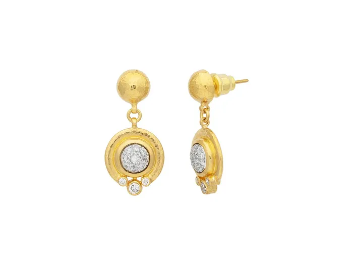 GURHAN Celestial Gold Diamond Single Drop Earrings Center Pave set in Wide Frame GG GOLD CLS Earrings GURHAN Celestial Gold Diamond Single Drop Earrings Center Pave set in Wide Frame GG GOLD CLS Earrings