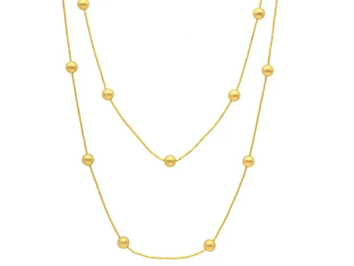 GURHAN Spell Gold Station Long Necklace Lentil and Thin Gold Tube Beads GG GOLD TRAD Necklaces GURHAN Spell Gold Station Long Necklace Lentil and Thin Gold Tube Beads GG GOLD TRAD Necklaces