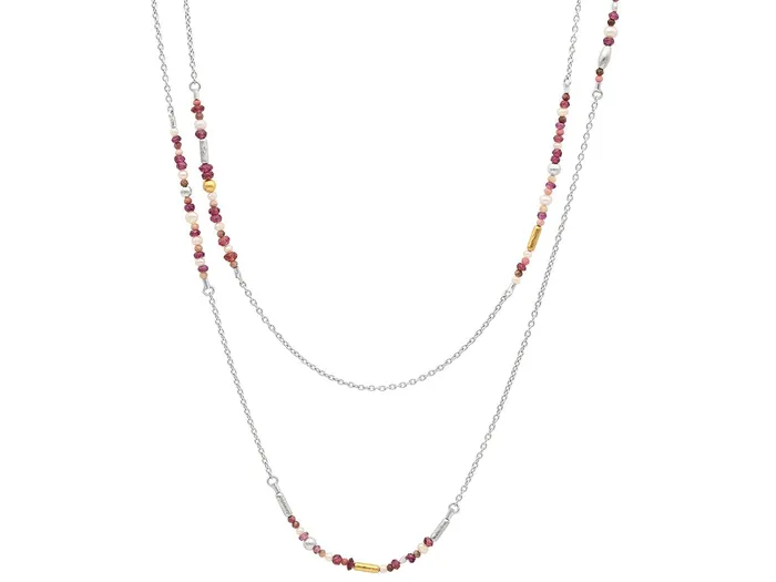 Necklaces GG SILVER CLR GURHAN Flurries Sterling Silver Mixed Stone Station Long Necklace Thin Chain Gold Accents Necklaces GG SILVER CLR GURHAN Flurries Sterling Silver Mixed Stone Station Long Necklace Thin Chain Gold Accents