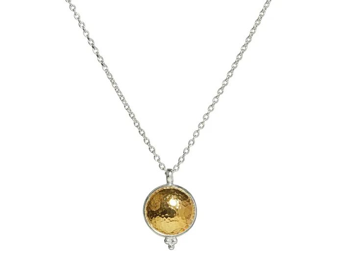 Necklaces GG SILVER CLS GURHAN Amulet Sterling Silver Pendant Necklace 17mm Round Dome Gold Accents Necklaces GG SILVER CLS GURHAN Amulet Sterling Silver Pendant Necklace 17mm Round Dome Gold Accents