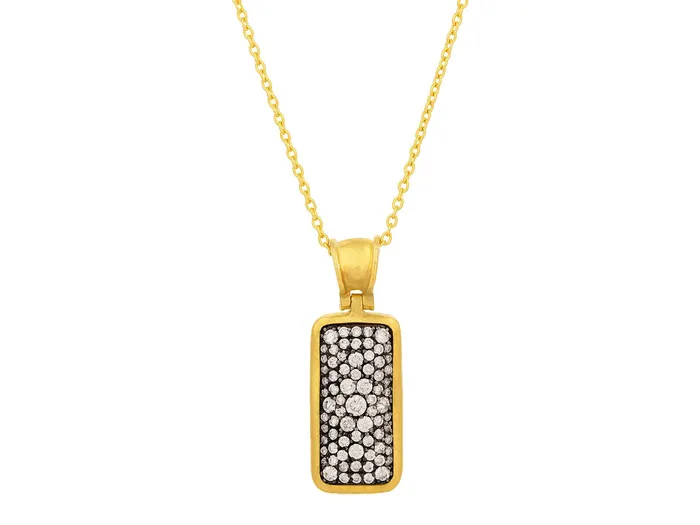 Necklaces GURHAN Pointelle Gold Diamond Pendant Necklace Large Rectangle Blackened Gold Pave GG GOLD CLS Necklaces GURHAN Pointelle Gold Diamond Pendant Necklace Large Rectangle Blackened Gold Pave GG GOLD CLS