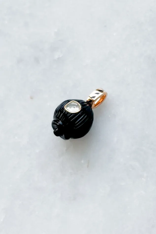 Petite Onyx Coquito with Diamond Charm DEZSO Charm Necklaces Petite Onyx Coquito with Diamond Charm DEZSO Charm Necklaces