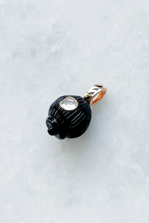 Petite Onyx Coquito with Diamond Charm DEZSO Charm Necklaces Petite Onyx Coquito with Diamond Charm DEZSO Charm Necklaces