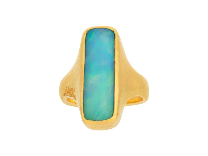 Rings GG GOLD OOAK GURHAN Rune Gold Opal Cocktail Ring 25x9mm Rectangle Stone