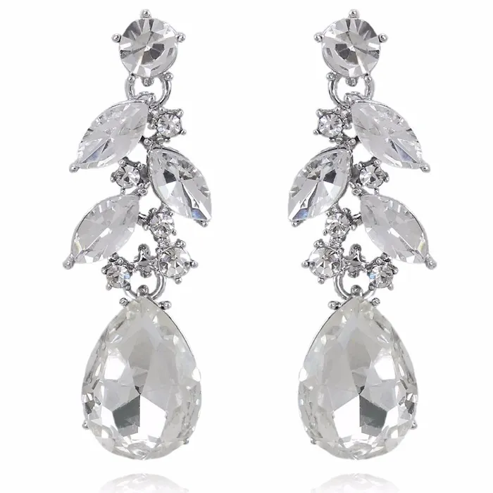sparklingselections Earrings Austrian Crystal Water Drop Earrings With Necklace Wedding Jewelry Sets For WomenGirlsMom Bridal Jewelry Sets