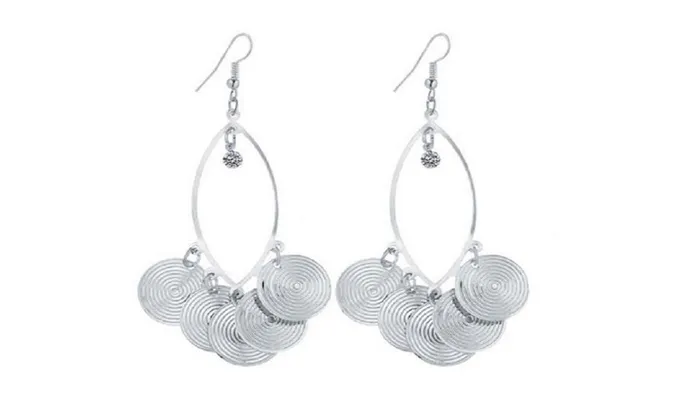 sparklingselections Earrings Overlap 5 Round Shape With CZ Dangle Long Earrings For Women sparklingselections Earrings Overlap 5 Round Shape With CZ Dangle Long Earrings For Women