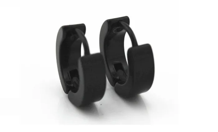 sparklingselections Earrings Unisex Black Stainless Steel Hoop Piercing Round Earrings sparklingselections Earrings Unisex Black Stainless Steel Hoop Piercing Round Earrings