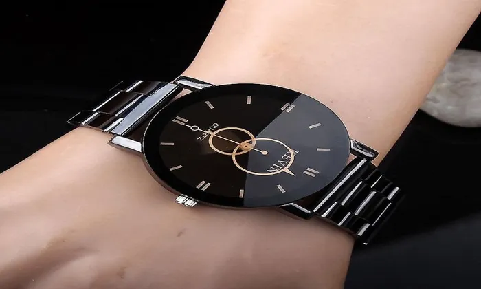 sparklingselections New Women Fashion Black Round Dial Stainless Steel Watch Watches sparklingselections New Women Fashion Black Round Dial Stainless Steel Watch Watches